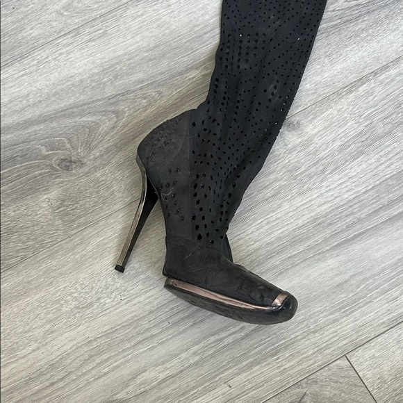 Stella McCartney Vegan Black Thigh-High Stiletto Boots Sz 36 - Picture 9 of 10